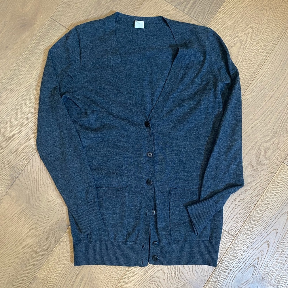 J. Crew 100% Wool Grey Cardigan